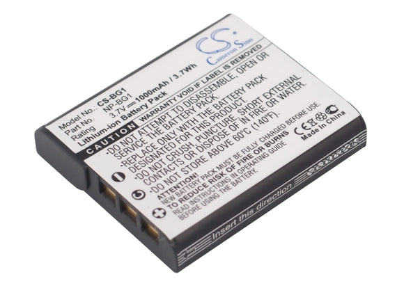 Battery for Sony Cyber-shot DSC-W200 NP-BG1, NP-FG1 3.7V Li-ion 1000mAh