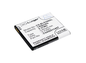 Battery for BLU D390U C545051145T 3.7V Li-ion 1450mAh / 5.37Wh