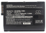 Battery for Nikon D7100 EN-EL15, EN-EL15A, EN-EL15B 7V Li-ion 1400mAh / 9.80Wh