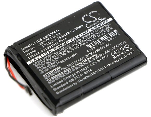 Battery for Garmin 010-01690-00 361-00043-02 3.7V Li-ion 700mAh / 2.59Wh