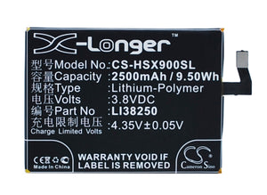 Battery for Hisense HS-X5T LI38250 3.8V Li-Polymer 2500mAh / 9.50Wh