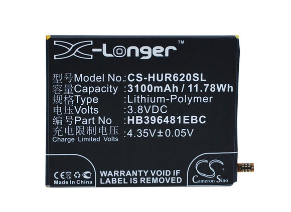 Battery for HUAWEI Honor 5A HB396481EBC, HB396481EBW 3.8V Li-Polymer 3100mAh / 1