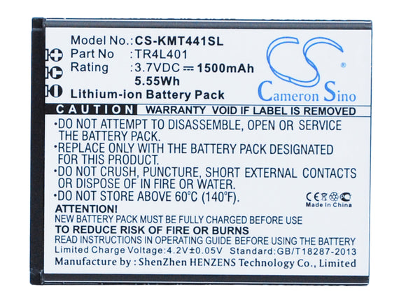 Battery for KAZAM Trooper 441L TR4L40, TR4L401 3.7V Li-ion 1500mAh / 5.55Wh