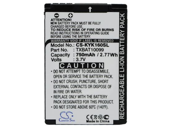 Battery for Kyocera Dorado KX12 TXBAT10099 3.7V Li-ion 750mAh