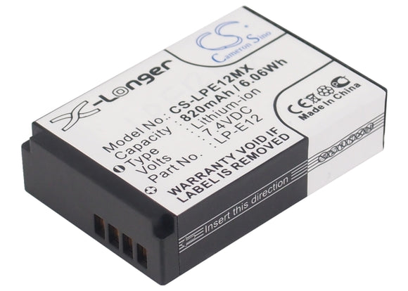 Battery for Canon OS-M LP-E12 7.4V Li-ion 820mAh / 6.07Wh