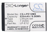 Battery for Canon OS-M LP-E12 7.4V Li-ion 820mAh / 6.07Wh