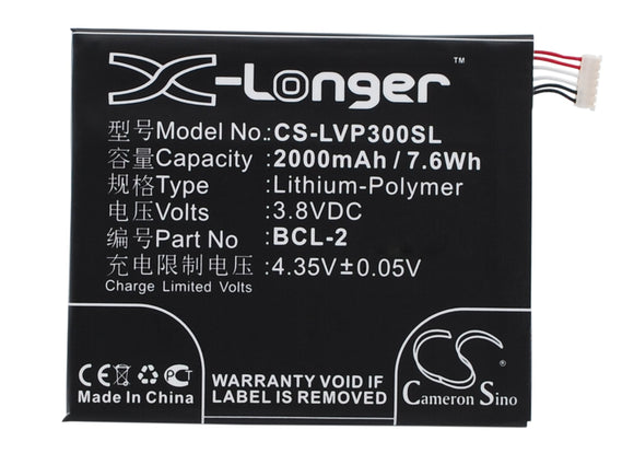 Battery for LAVA Iris Pro 30 BCL-2 3.8V Li-Polymer 2000mAh / 7.60Wh