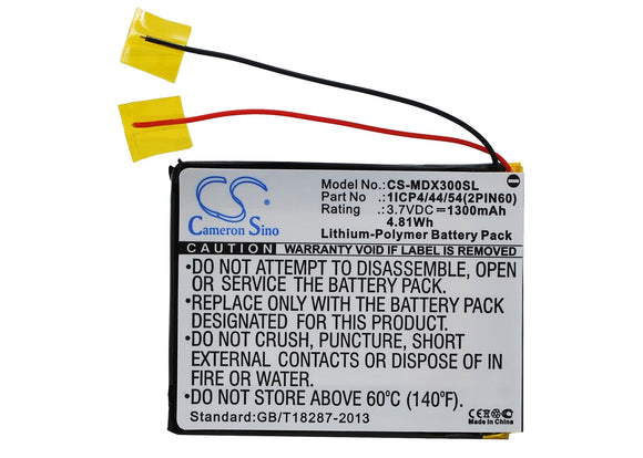 Battery for MODECOM MX3 1ICP4-44-54(2PIN60) 3.7V Li-Polymer 1300mAh / 4.81Wh