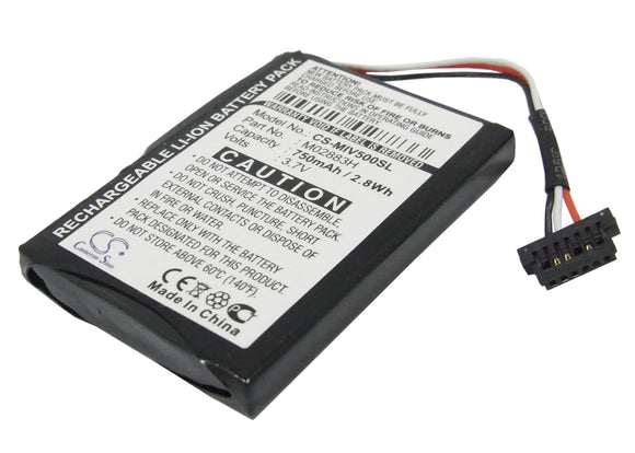 Battery for Mitac Mio Moov 580 338040000014, M02883H, N393-5000 3.7V Li-ion 750m