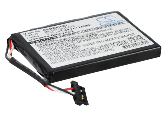 Battery for Magellan RoadMate 3045-MU BP-LP720-11-A1B 3.7V Li-ion 720mAh / 2.66W