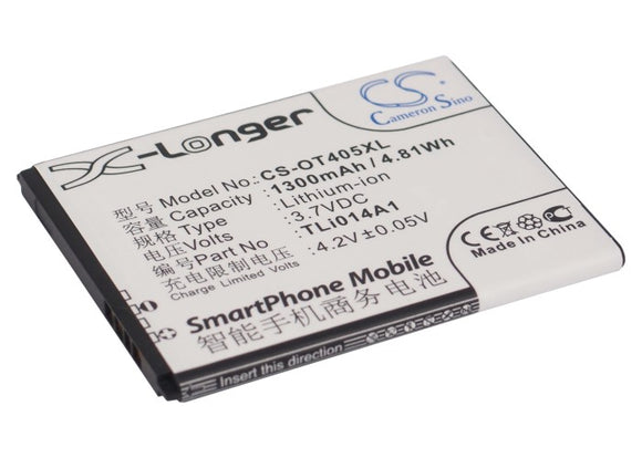 Battery for Alcatel OT-4012 CAB1400002C1, CAB31C00002C1, TLi014A1 3.7V Li-ion 13