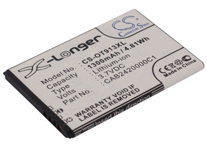 Battery for Alcatel One Touch 927 CAB14P0000C1, CAB2420000C1 3.7V Li-ion 1300mAh