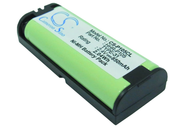 Battery for Panasonic KX-TGA241 HHR-P105, HHR-P105A-1B, TYPE 31 2.4V Ni-MH 850mA