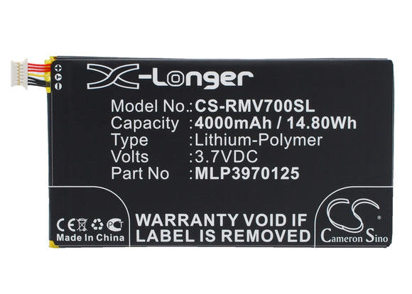 Battery for Verizon Elipsis QMV7B MLP3970125 3.7V Li-Polymer 4000mAh / 14.80Wh