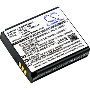 Battery for Sena SCA10 SCA-A0102 3.7V Li-Polymer 800mAh / 2.96Wh