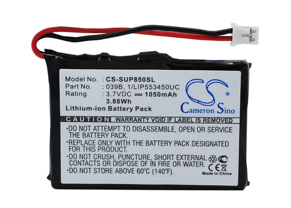 Battery for Sureshotgps 8800 039B, 1-LIP553450UC 3.7V Li-ion 1050mAh