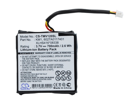 Battery for TomTom Start 20 6027A0117401, 6027A0117412, KM1, XLHS416*08338 3.7V 